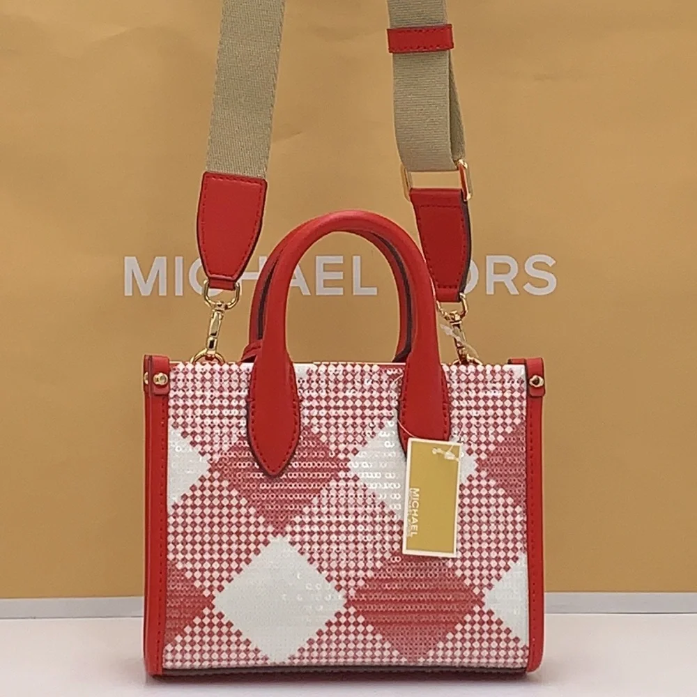 Michael Kors Mirella Extra-Small Logo Crossbody XBODY Shopper Bag Bright Red NWT